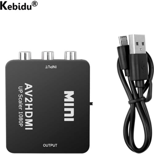 Kebidu AV To HDMI-compatible Switch Box AV2HDMI Converter Full HD 1080P Audio Adapter Composite RCA TO HDMI-compatible Adapter