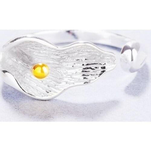 Sole Memory Lotus Calla Literary Creative Fresh Cute 925 Sterling Silver Female Resizable Opening Rings SRI478
