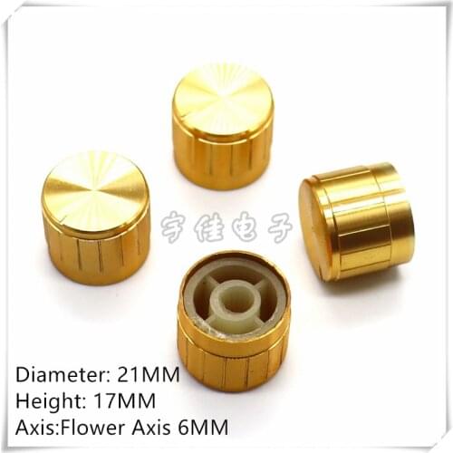 5 Pieces 21*17MM Gold Aluminum Alloy Knob Cap Is Suitable For Flowers Shaft 6MM Potentiometer Knob Cap