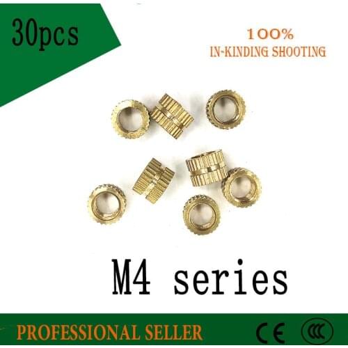 Brass copper insert mut embedded copper knurled nut 30pcs M4*6*4/5/6/8/10 mm OD 6mm