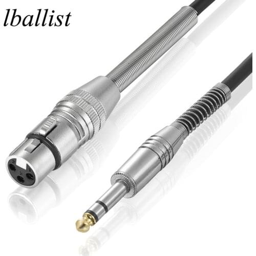 Lballist 6.5mm Stereo Jack Male to XLR Female Microphone Stereo Cable Foil+Braided Shielded with Spring Protective Coil