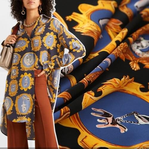 Copper mirror printed polyester fabric satin shirt dress stretch satin fabric meter handmade DIY fabric wholesale cloth