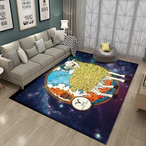 Fashion 12 Constellation Aries Abstract Pattern Round Carpet Floor Mat Living Room Decor Home Bedroom Non-slip Rug Carpet