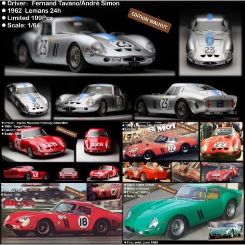 MY64 1:64 250 GTO red/ silver /green Resin Model Car