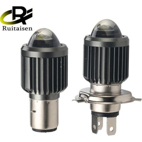 Motorcycle H4 BA20D led headlight two-color fisheye with lens headlight far and near one small steel cannon spotlight