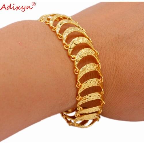 Adixyn New Hand Chain Bracelets Male Wholesale Gold Color Chain Link Bracelet For Men Women Jewelry N060111
