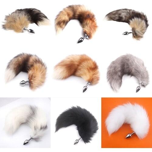 Soft Animal Hair Tail Shape Manual Butt Plug Dilator Masturbation Prostate Massager Decoration Adult Erotic Sex Toys for Women A