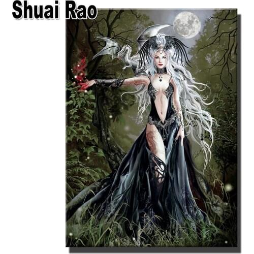5D DIY Diamond Painting Kit Gothics,Sexy Fantasy Woman,Dragon Home Full Square Drill Diamond Embroidery Handicraft Home Decor