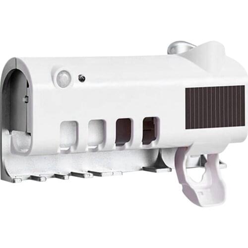 Toothbrush Holder Electric Wall-Mounted Bathroom Toothpaste Dispenser Solar Power Rechargement Toothbrush Organizer