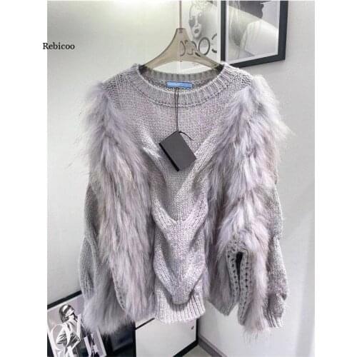 Brand New Rabbit Fur Jacket with Fox Fur Collar Rabbit Fur Coat In Stock