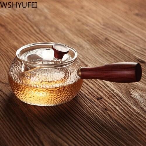 New style Glass solid wood handle teapot Heat resistant filter Tea set tea set teapot Household drinking utensils WSHYUFEI