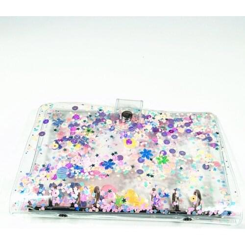 A5 A6 Glitter Sequins Loose Leaf Binder Notebook Cover Transparent 6 Rings File Folder Stationery School Office Supplies