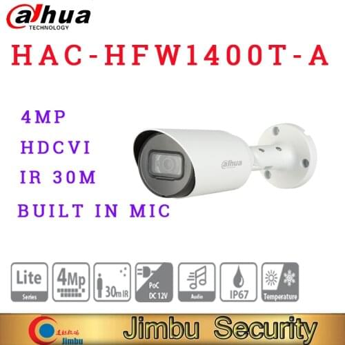 Dahua original version 4MP HDCVI POC IR Bullet Camera HAC-HFW1400T-A Built-in mic HD and SD output switchable smart IR 30M