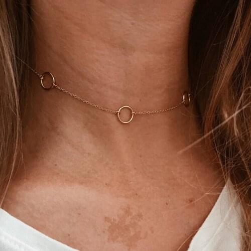 Boho Circle Necklace Gold Filled Choker Handmade Jewelry Pendants Collier Femme Kolye Collares Women Necklace Jewelry