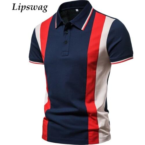 Patchwork Short Sleeve Polo Shirt Casual Men Summer Slim Tops Pullovers Mens Buttoned Turn-down Collar Fashion Polo Shirts 2021