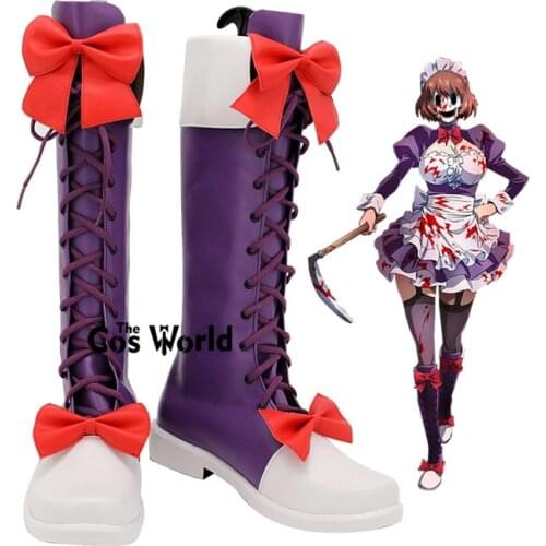 High-Rise Invasion Maid-fuku Kamen Anime Customize Cosplay Low Heels Shoes Boots