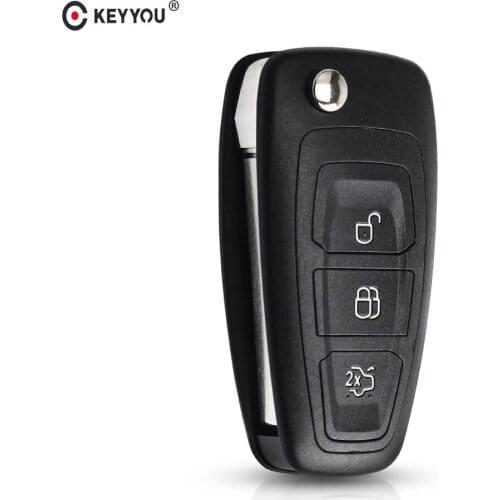 KEYYOU 3 Buttons Flip Folding Remote Key Folding Fob Shell For Ford Focus 3 Fiesta connect mondeo c max Smart Car Key Case