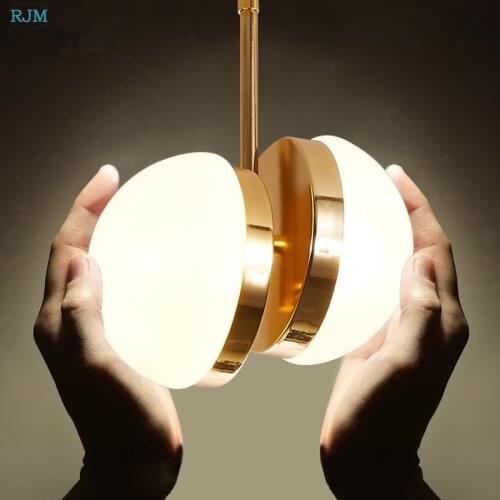 Modern Simple Creative Iron Pendant Lights Personality Glass Lampshade Pendant Lamps Bar Restaurant Living Room Bedroom LED Lamp