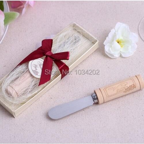 Wedding gift and giveaways-- Stainless Steel Spreader with Wine Cork Handle party favor 100pcs/lot