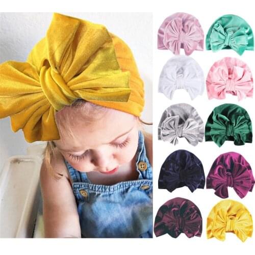 Warm Newborn Toddler Kids Baby Hat Boy Girl Bow Turban Cotton Beanie Hat Winter Cap