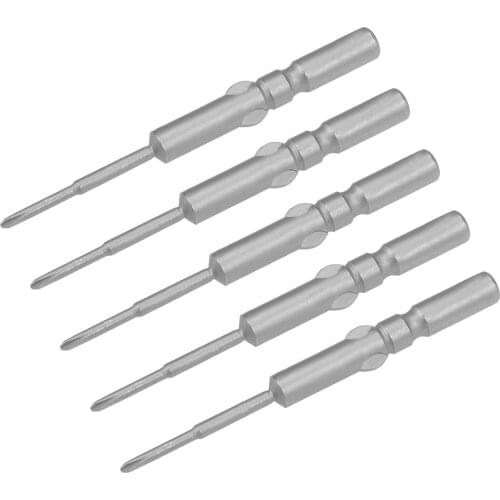 Uxcell Phillips Bits 5pcs 5mm Round Shank Magnetic Cross 1.6PH00 Screwdriver Bit Set 60mm Length S2 Screw Driver Kit Tools