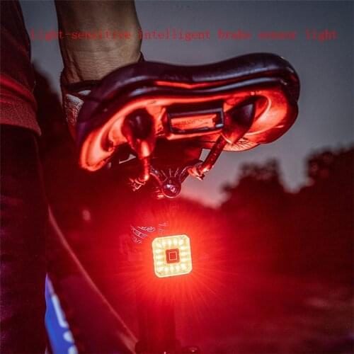 Bicycle Taillight Intelligent Sensor Brake Lights Waterproof Auto Brake USB Road Bike MTB Rear Tail Light Square tail lights