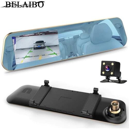 HD1080P Car Dvrs Video Recorder Dash Cam 4.3in 1200Mega HD Mirror Cam Motion Detection Cyclic Recording Cameras