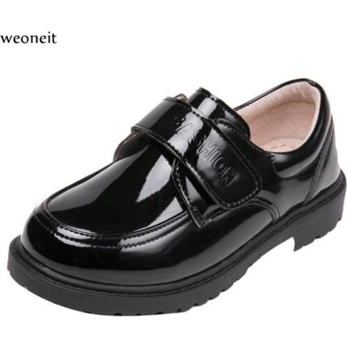 Weoneit Boys Leather Shoes Kids Wedding Party Graduation Black Formal Leather Shoes Children Sneakers for Boys CN 26-42