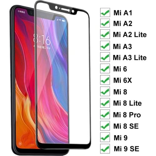 9H Protective Glass On The For Xiaomi Mi A1 A2 A3 Lite 5X 6X Tempered Glass For Mi 6 8 9 SE Pro Full Cover Screen Protector Film