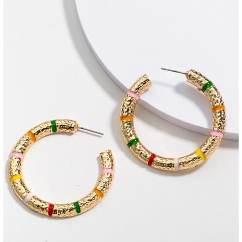 Vintage Ethnic Big Thick Hoop Earrings for Women Fashion Gold Metal Round Circle Statement Earrings Party Jewelry Gifts Brincos
