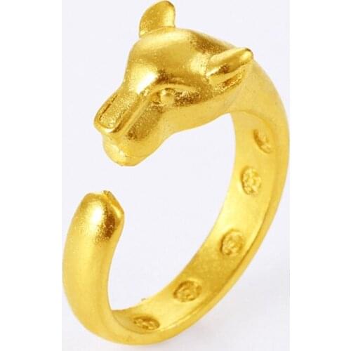 Womens Mens Ring Yellow Gold Filled Solid Leopard Shaped Fashion Ring Gift