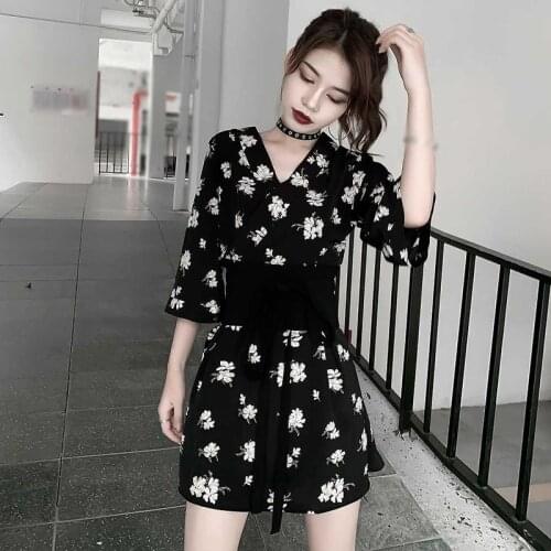 Casual Short-Sleeve V-Neck Sun Dress Elegant Women Vintage Boho Floral Print Dress Summer Female 2021 New S-2XL