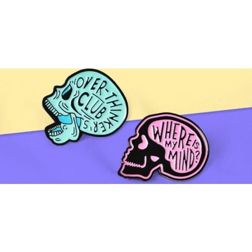 Thinker Club Skeleton Skull Badges Brooches Lapel Pin Goth Halloween Enamel Pins Brooch For Backpacks Bijoux