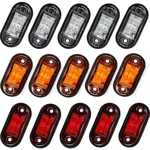 10PCS Warning Light LED Diode Light Oval Clearance Trailer Truck Orange White Red LED Side Marker Lamp 12V 24V Truck Accessorie