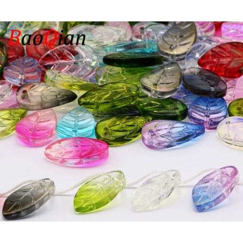 10pcs Leaf Shape Glass Beads For Jewelry Making Earrings Necklace Accessories Crystal Pendant DIY Charm Bracelet 11x18mm