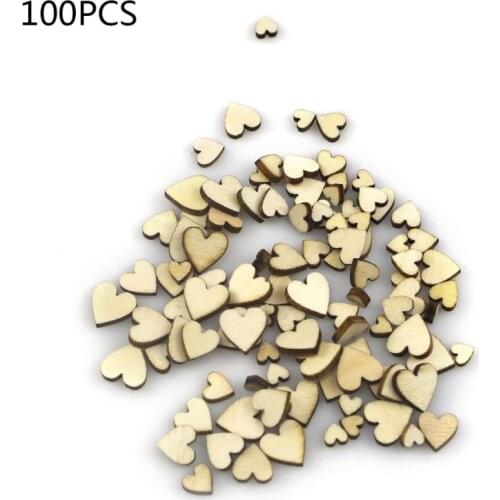 100pcs Mixed Love Heart Shape Wooden Wedding Table Scatter Decor Rustic Crafts 4 Sizes