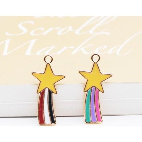 20pcs/lot New Colorful Rainbow Stars Shape Enamel Charms 27*13mm Fashion Zinc Alloy Charms for Jewelry Making
