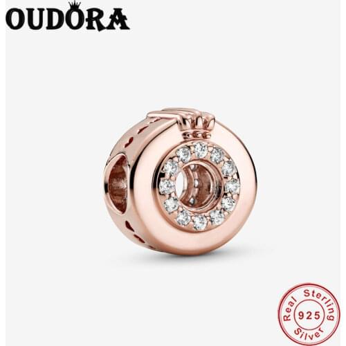 2021 Fit Original Pandora Charms 925 Sterling Silver Bracelet Open Center Pave Crown O Charm Beads DIY Jewelry Making Berloque