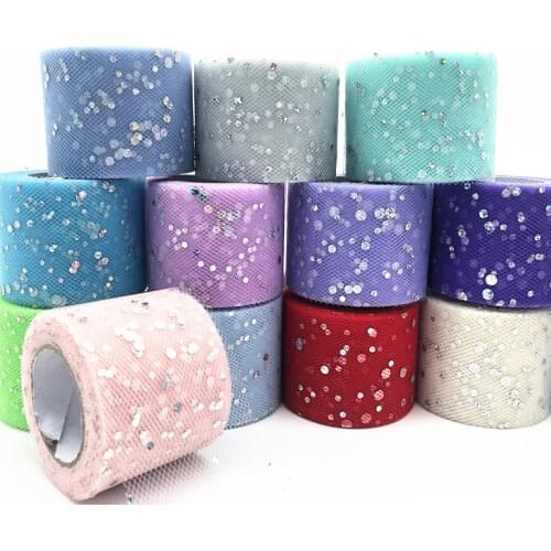 25Yards/Roll 5cm Glitter Sequin Tulle Roll DIY Organza Baby Shower Wedding Decoration Tulle Fabric Tutu DressParty Supplies