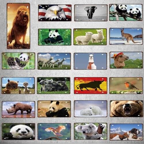 30X15CM National treasure animal License Plate Travel Souvenir Vintage Metal Sign Wall Home Shop Decor Poster DC-0130B