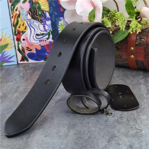 43MM WideThick Luxury Leather Belts Without Belt Buckles Ceinture Waist Belt For Pin Belt Buckle 95-120CM Black Men Belt SP08