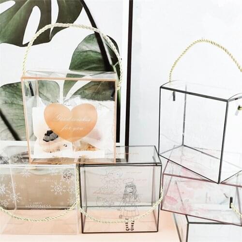 5Pcs New Year Candy Packaging Nougat Gift Box Portable Transparent Snowflake Pastry Wedding Party Hand Plastic Boxes