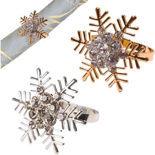 6pcs Christmas Snowflake Napkin Ring Exquisite Napkin Buckle Anti-rust Napkin Holder Christmas Dinner Party Table Decoration