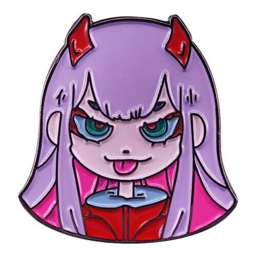 Anime DARLING In The FRANXX 02 ZERO TWO Cartoon Enamel Pin Funny Kawaii Personality Brooch Bag Clothing Decoration Cosplay Props