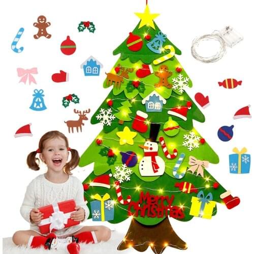 Baby Montessori Toy 41pcs DIY Felt Christmas Tree Toddlers Busy Board Xmas Tree Gift for Boy Girl Door Wall Ornament Decorations