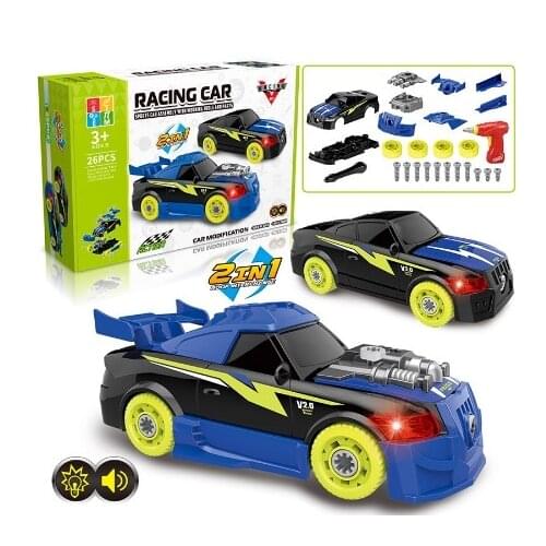 Electric Vehicle Assembly Toy Racing Car Set Electric Drill DIY Children Electric Toy Car Tool