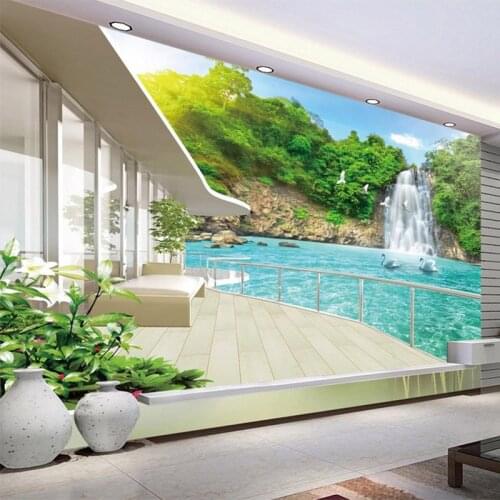 Custom Any Size Photo Wall Mural Waterfall Landscape Wallpaper For Living Room Sofa TV Wall Decor Wall Cloth Papel De Parede 3D