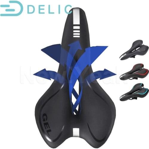 GEL Reflective Shock Absorbing Hollow Bicycle Saddle PVC Fabric Soft Mtb Cycling Road Mountain Bike Seat Bicycle Accessories