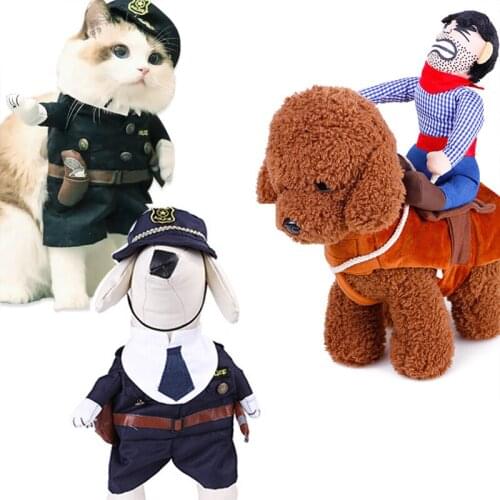 Halloween Cowboy Rider Dog Costume For Dogs Clothes Knight Style With Doll And Hat For Halloween Day Pet Costume Novelty
