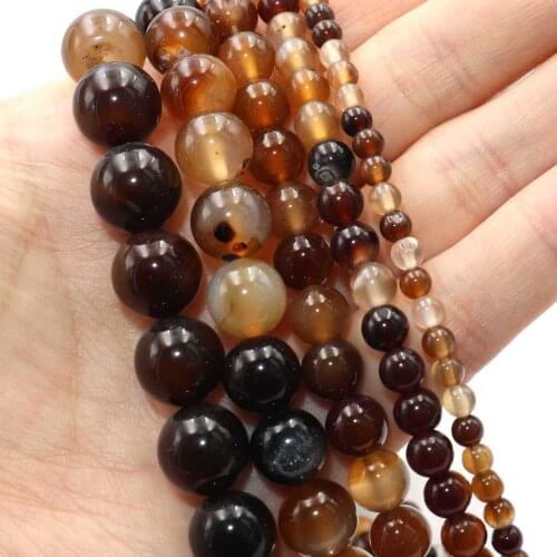 Natural Coffee Striated Agates Stone Round Spacer Beads For Jewelry Making DIY Bracelets Necklace Accessories 4 6 8 10 12mm